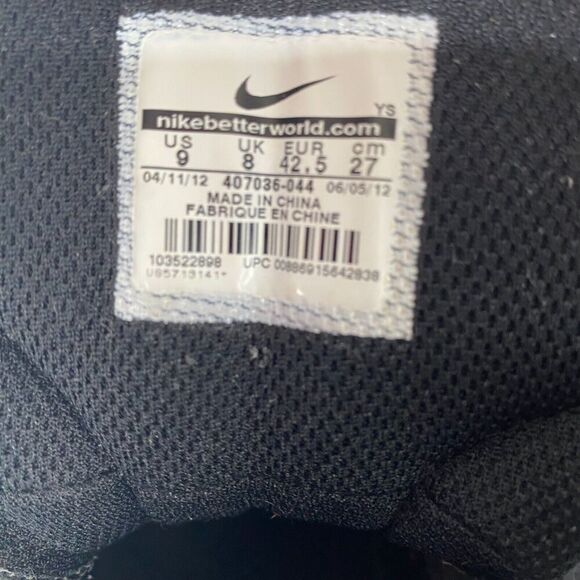 Nike Mens Air 407036-044 Gray/Black/Blue Basketball Shoes Sneakers Size 9 2012 - Picture 5 of 14